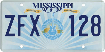 MS license plate ZFX128