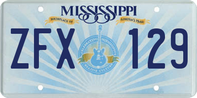 MS license plate ZFX129