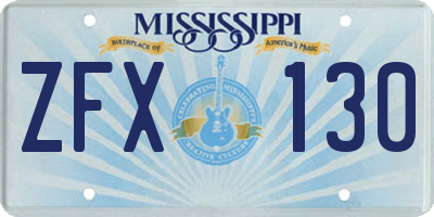 MS license plate ZFX130
