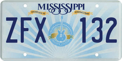 MS license plate ZFX132