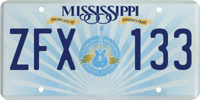 MS license plate ZFX133