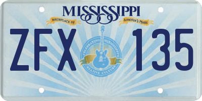 MS license plate ZFX135