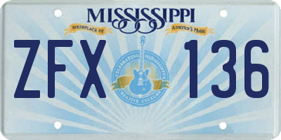 MS license plate ZFX136