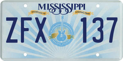 MS license plate ZFX137
