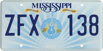 MS license plate ZFX138