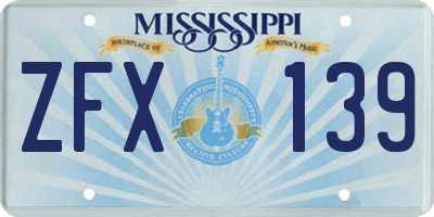 MS license plate ZFX139