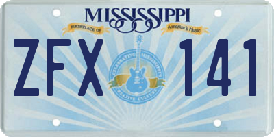 MS license plate ZFX141
