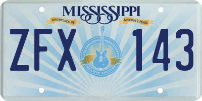 MS license plate ZFX143
