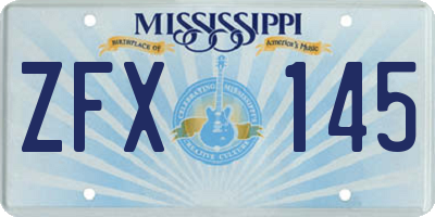 MS license plate ZFX145