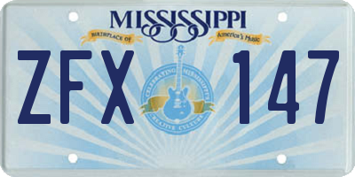 MS license plate ZFX147