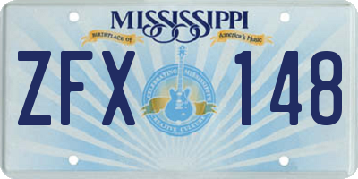 MS license plate ZFX148
