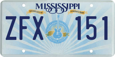 MS license plate ZFX151