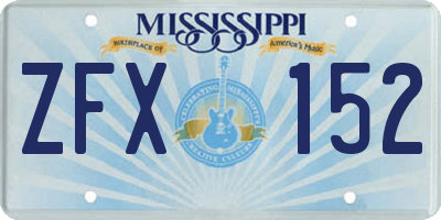 MS license plate ZFX152