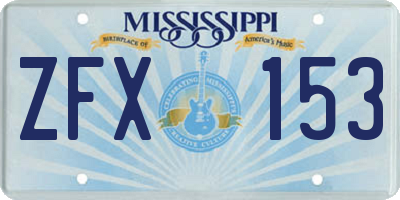 MS license plate ZFX153