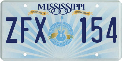 MS license plate ZFX154