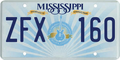 MS license plate ZFX160