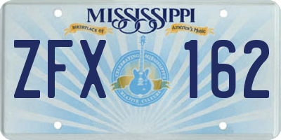MS license plate ZFX162