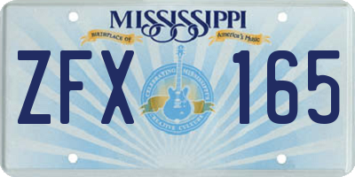 MS license plate ZFX165