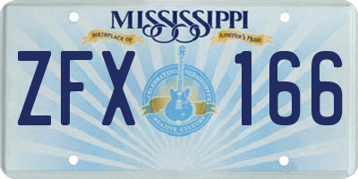 MS license plate ZFX166