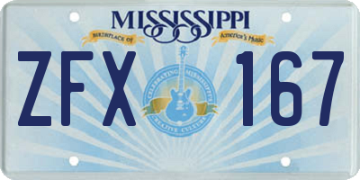 MS license plate ZFX167