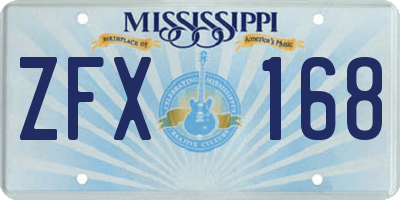MS license plate ZFX168