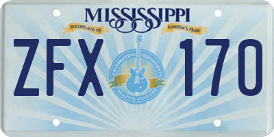 MS license plate ZFX170