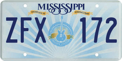 MS license plate ZFX172