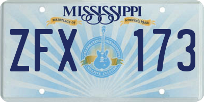 MS license plate ZFX173
