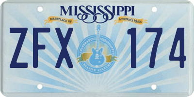 MS license plate ZFX174