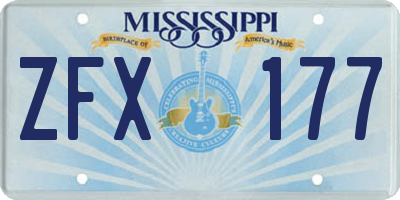 MS license plate ZFX177