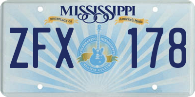 MS license plate ZFX178