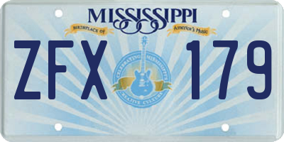 MS license plate ZFX179