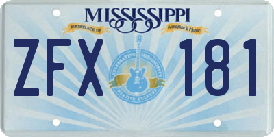 MS license plate ZFX181