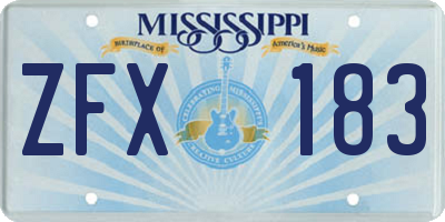 MS license plate ZFX183
