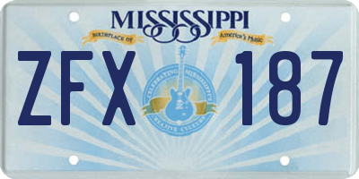 MS license plate ZFX187