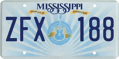 MS license plate ZFX188