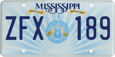 MS license plate ZFX189