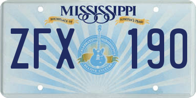 MS license plate ZFX190