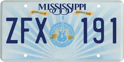 MS license plate ZFX191