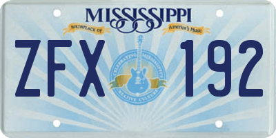 MS license plate ZFX192