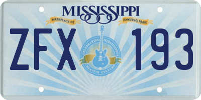 MS license plate ZFX193