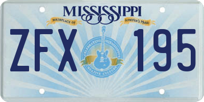 MS license plate ZFX195
