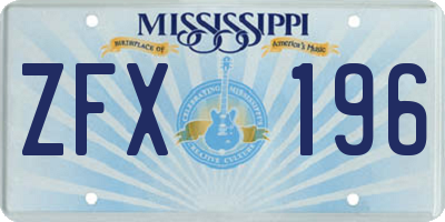 MS license plate ZFX196