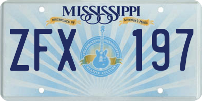 MS license plate ZFX197