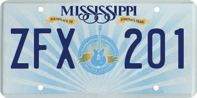 MS license plate ZFX201