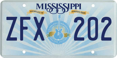 MS license plate ZFX202