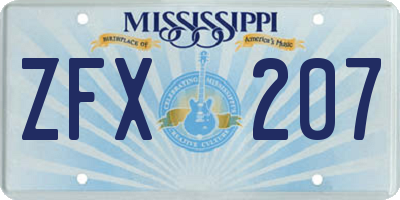 MS license plate ZFX207