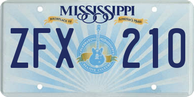 MS license plate ZFX210