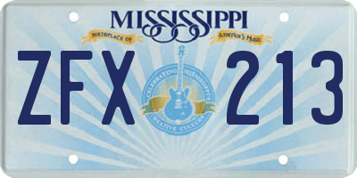 MS license plate ZFX213