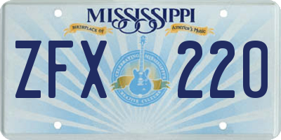 MS license plate ZFX220